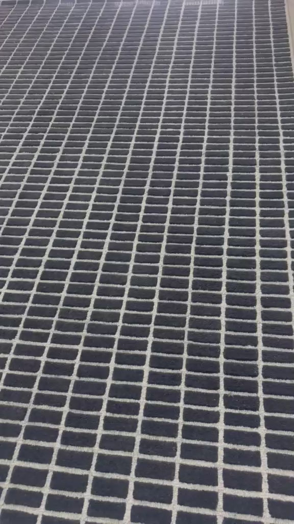 Black Grey Grid Area Rug, Modern Checkered Pattern Carpet, Hand Tufted Wool Rug, Minimalist Geometric Living Room Bedroom Decor